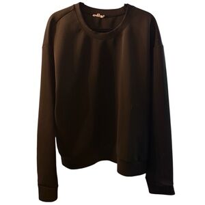 Good American Scuba Boyfriend Crew Neck Long Sleeve Blac Sweatshirt, size 5 (2X)